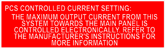 L - 0308 PCS CONTROLLED CURRENT SETTING:   A, THE MAXIMUM OUTPUT CURRENT FROM THIS SYSTEM TOWARD STHE MAIN PANEL IS CONTROLLED ELECTRONICALLY.