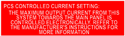 L - 0308 PCS CONTROLLED CURRENT SETTING:   A, THE MAXIMUM OUTPUT CURRENT FROM THIS SYSTEM TOWARD STHE MAIN PANEL IS CONTROLLED ELECTRONICALLY.